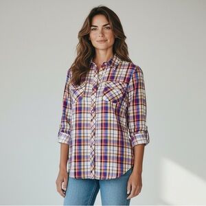 Talbots Plus Size 2X Fall Colored Plaid Shirt